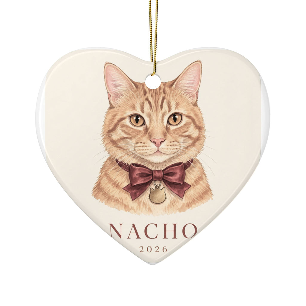 Heart ceramic ornament with illustrated pet portrait