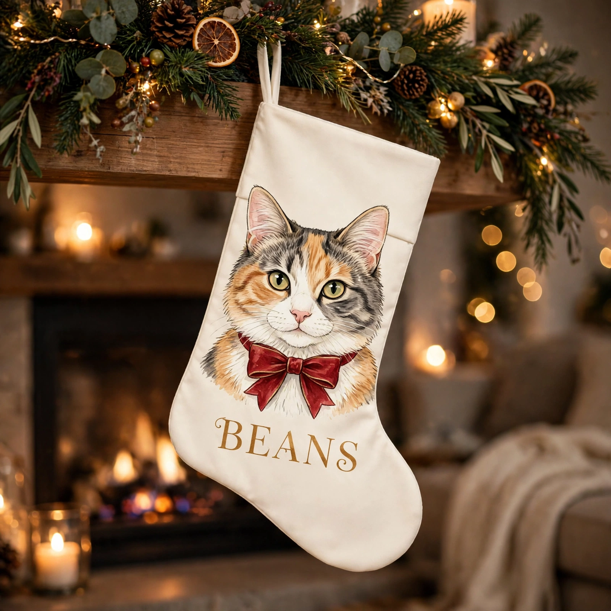 Custom Pet Portrait Stocking