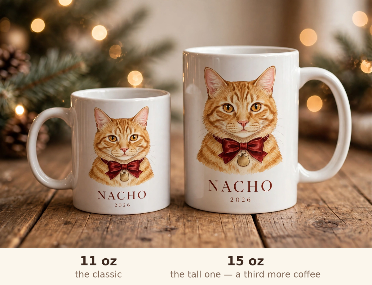 The 11 oz and 15 oz mugs side by side
