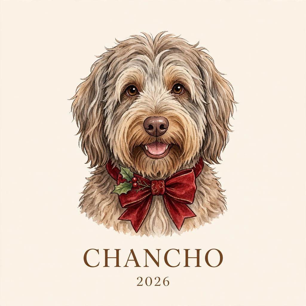 Sample illustrated portrait - Chancho the dog